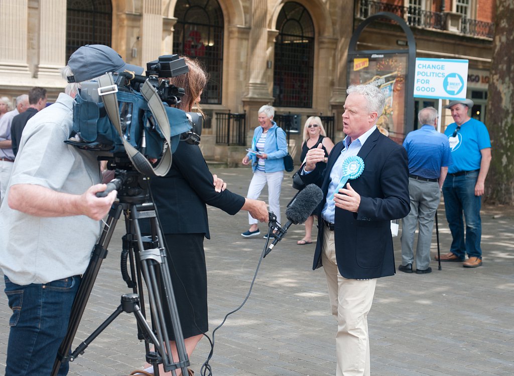 Campaigning in Peterborough with Mike Greene of the Brexit Party