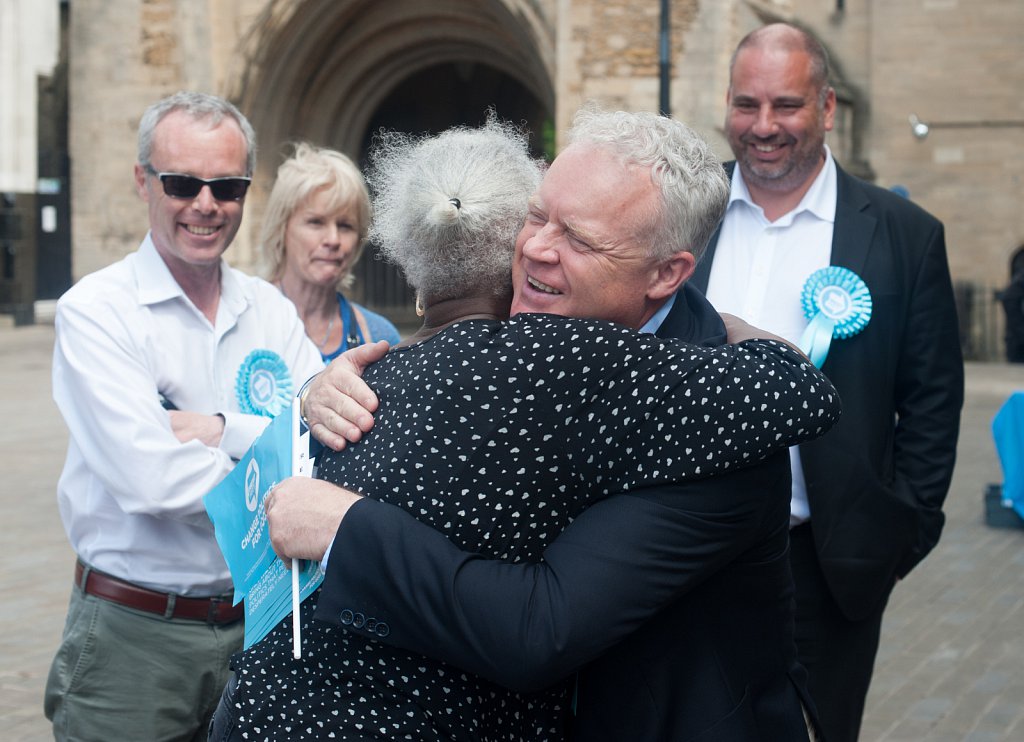 Campaigning in Peterborough with Mike Greene of the Brexit Party