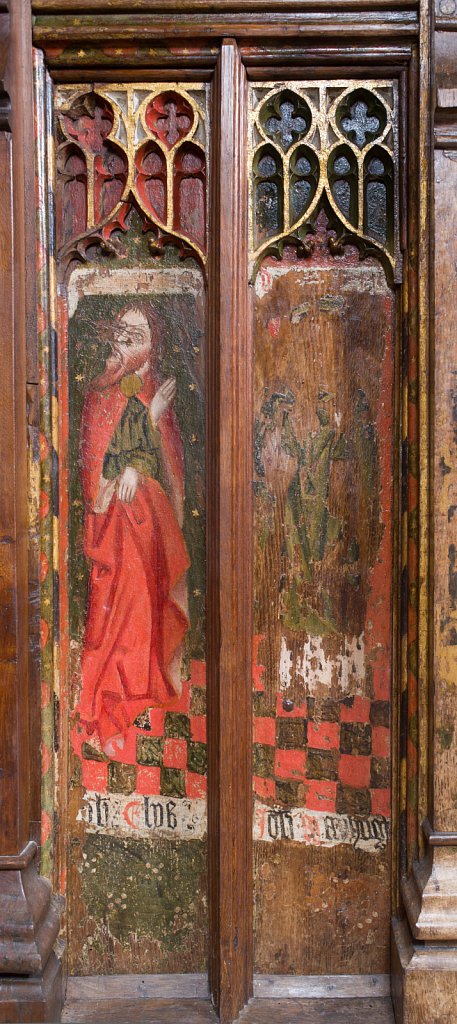 The rood screens at St Nicholas's church, Bedfield, Suffolk.