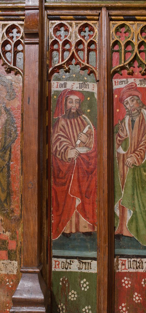 The rood screens at St Nicholas's church, Bedfield, Suffolk.