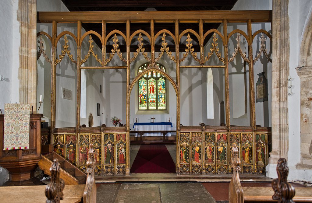  The rood screens and detail at All Saints Church, Marsham,Norfolk.