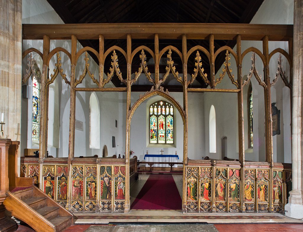  The rood screens and detail at All Saints Church, Marsham,Norfolk.