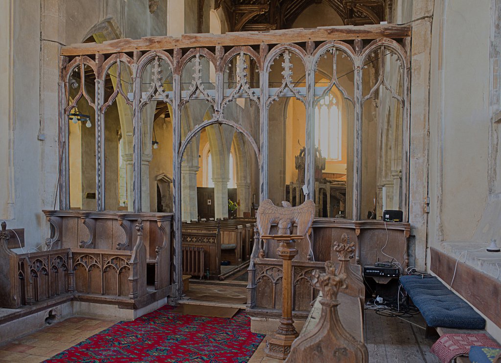  The rood screen and detail at St Botolphs Church, Trunch,Norfolk,UK