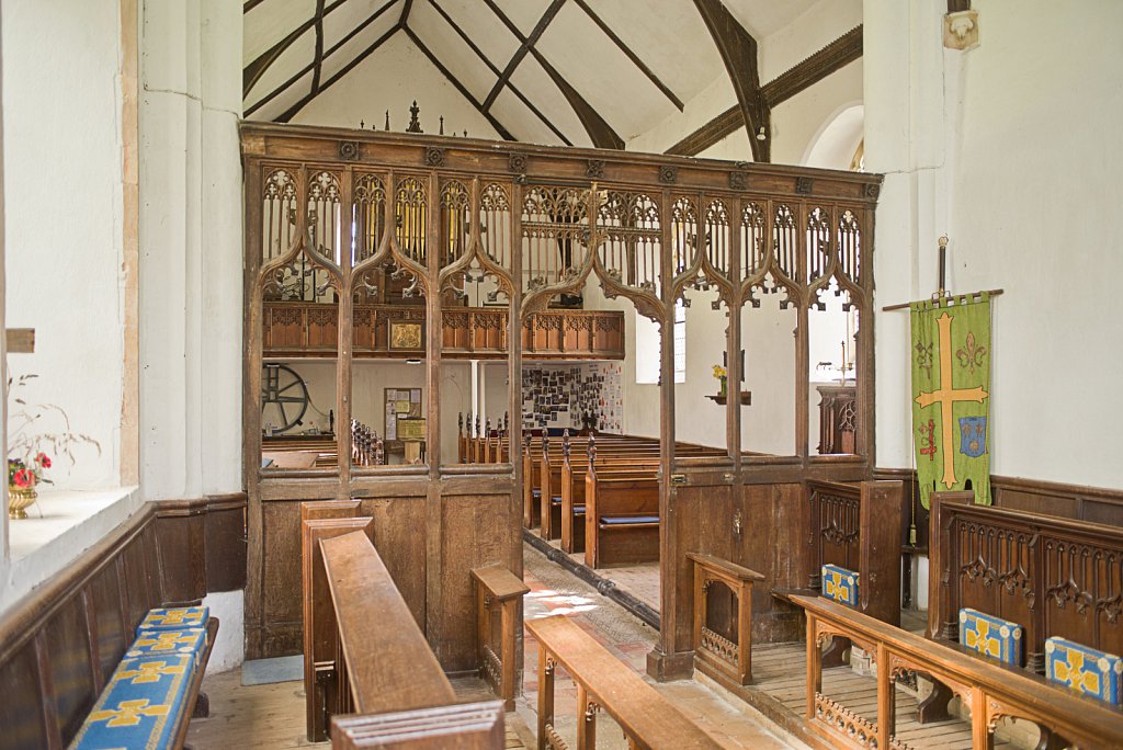 The rood screen and detail at the Church of Saint Peter & Saint Paul Barnham Broom, Norfolk,UK.