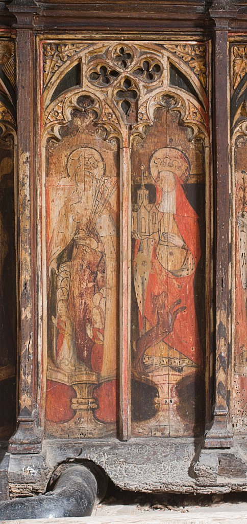 The rood screen and detail at the Church of Saint Peter & Saint Paul Barnham Broom, Norfolk,UK.