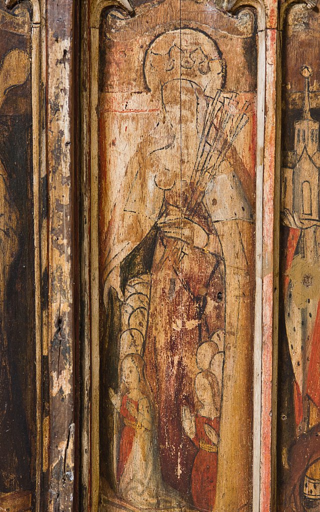 The rood screen and detail at the Church of Saint Peter & Saint Paul Barnham Broom, Norfolk,UK.