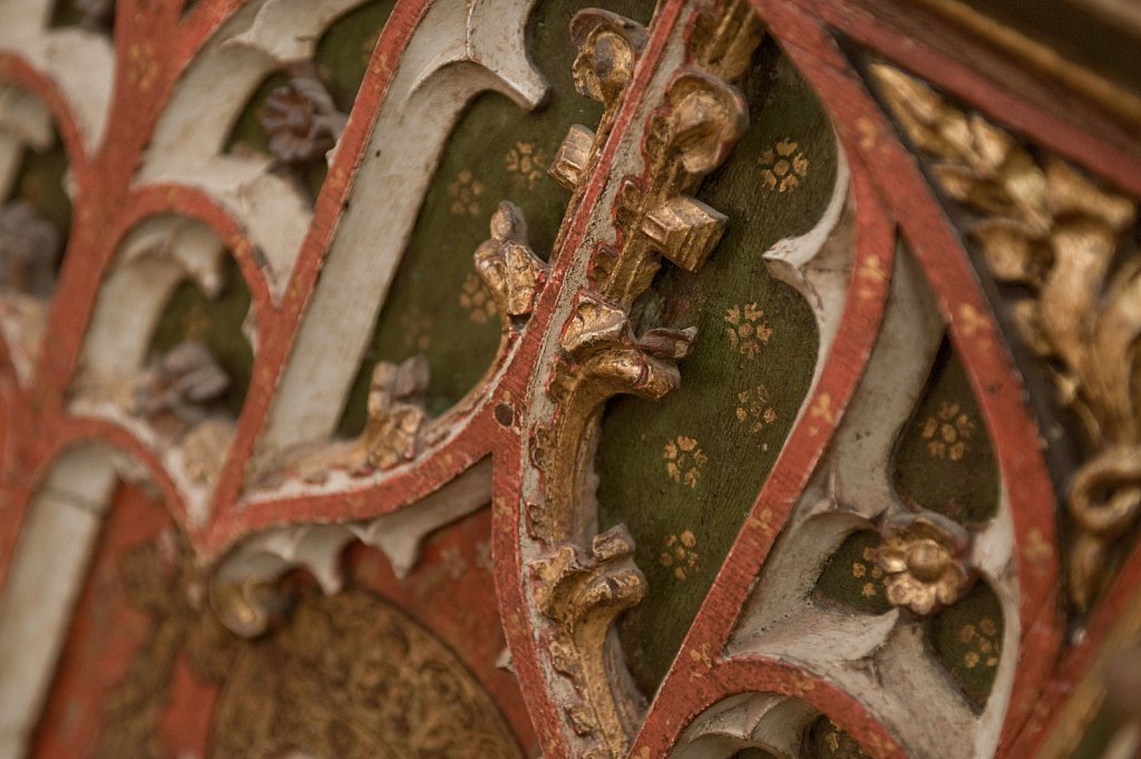  
The rood screen and detail at All Saints church, Filby, Norfolk, UK