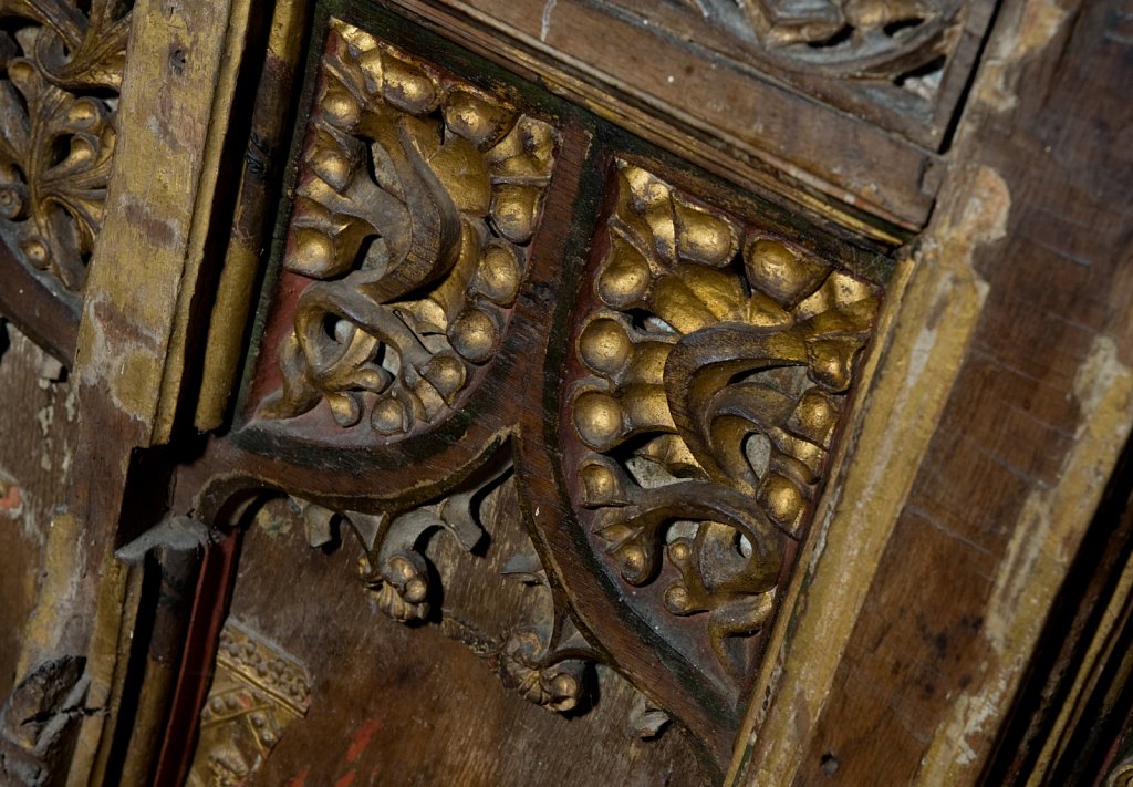 The Rood screen and detail at St Mary the Virgin, Yaxley, Suffolk,UK.