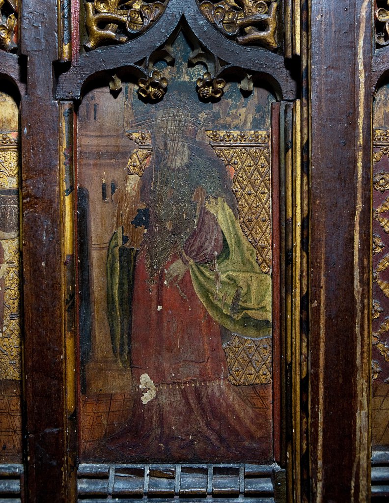 The Rood screen and detail at St Mary the Virgin, Yaxley, Suffolk,UK.