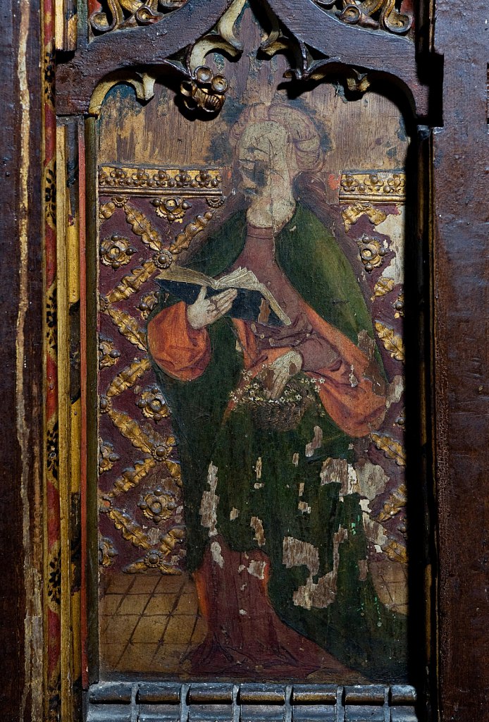 The Rood screen and detail at St Mary the Virgin, Yaxley, Suffolk,UK.