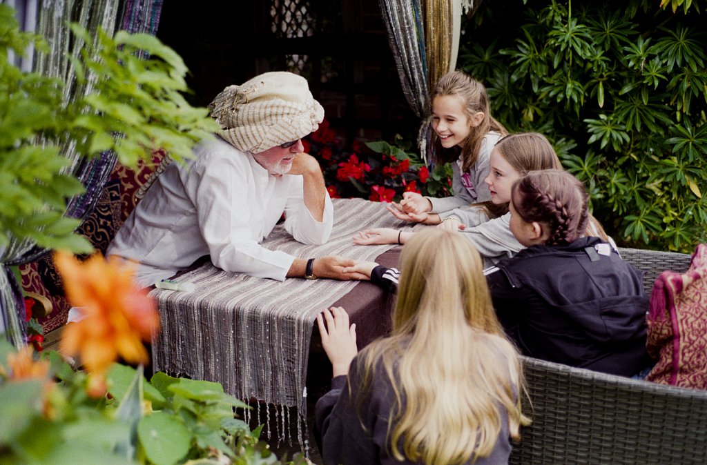 Palm reading at Swafield Hall.